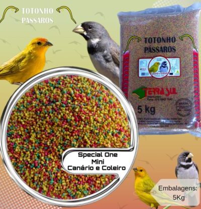 Ração Extrusado 5Kg Special One Mini Canário, Coleiro e demais Pássaros